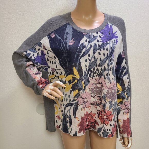 ALDOMARTINS FLORAL PRINT OVERSIZED KNIT SWEATER TUNIC PULLOVER sz S - Picture 2 of 7
